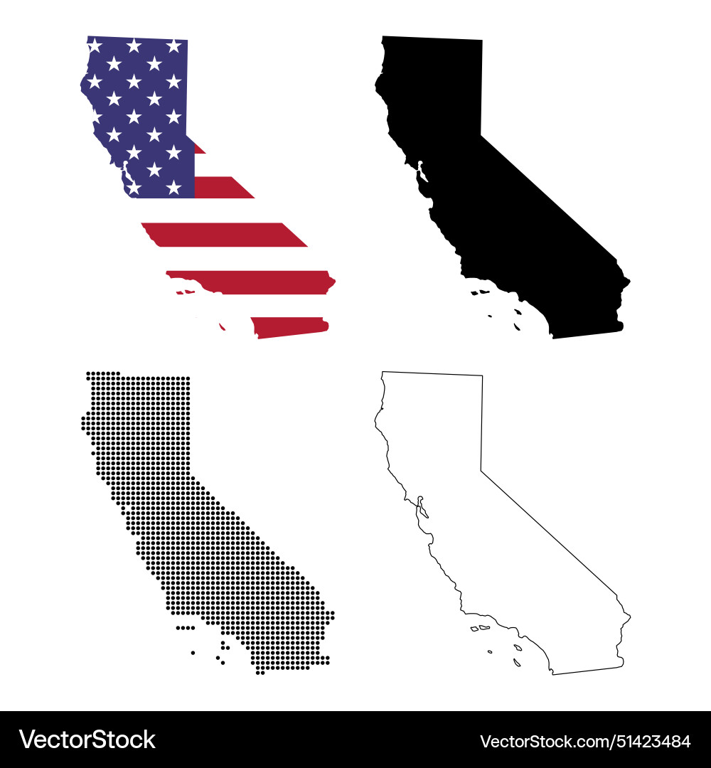 Set of california map united states america Set of california map united states america vector image