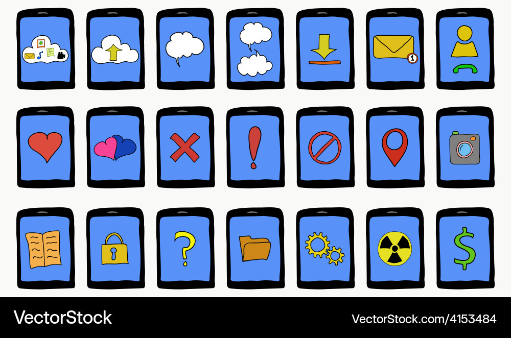 Set of cartoon tablets with different functions vector image
