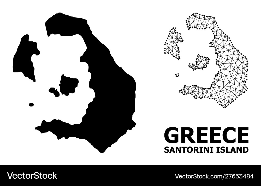 Solid and mesh map santorini island Solid and mesh map santorini island vector image