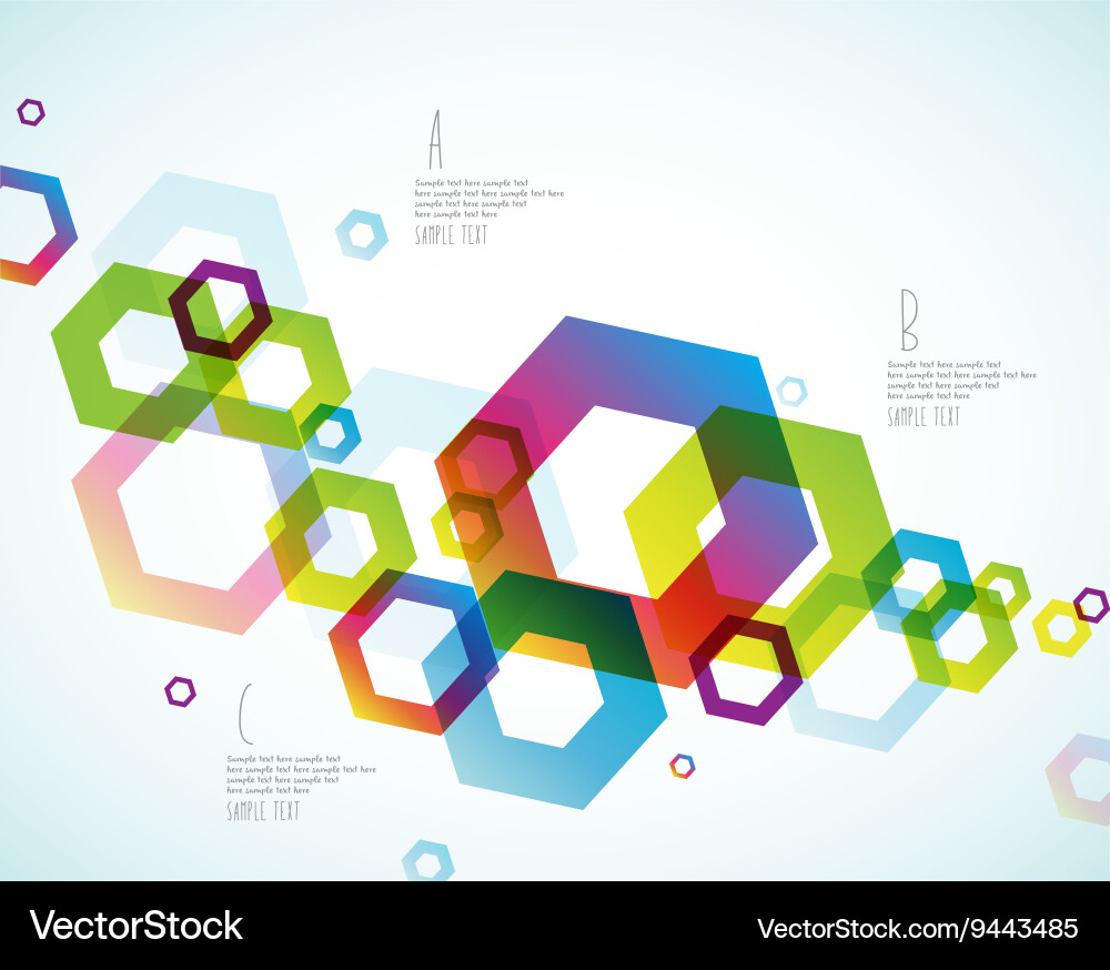 Abstract colored background with hexagon objects vector image