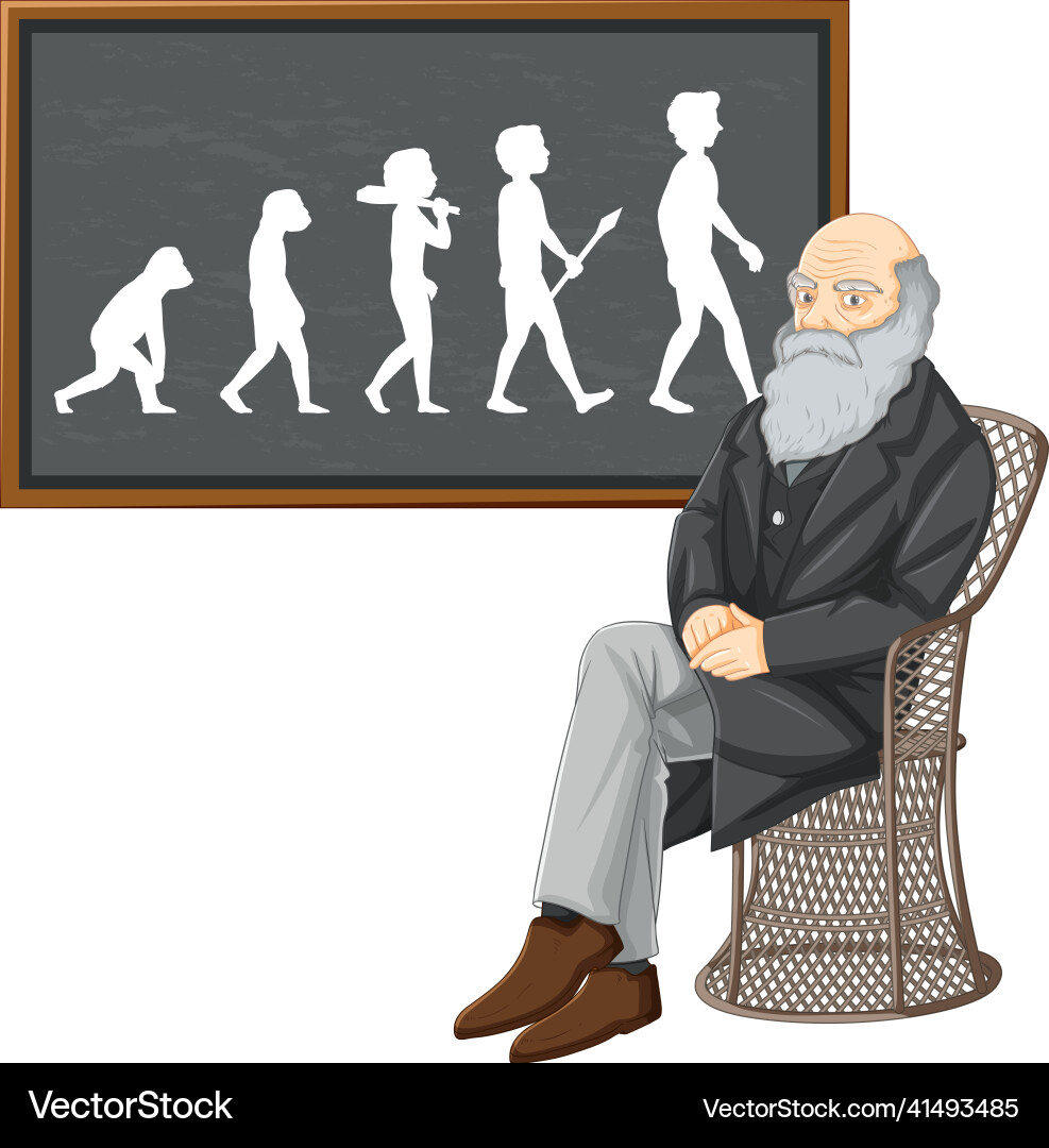Charles darwin with science of evolution Vector Image