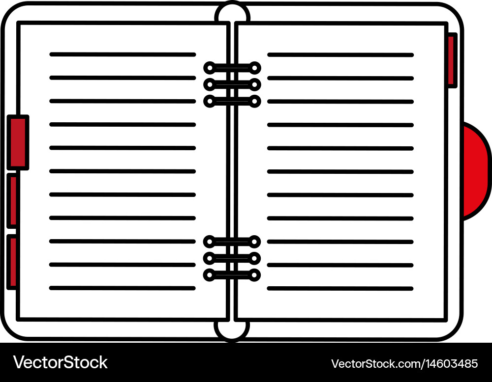 Color silhouette image notebook opened with text vector image