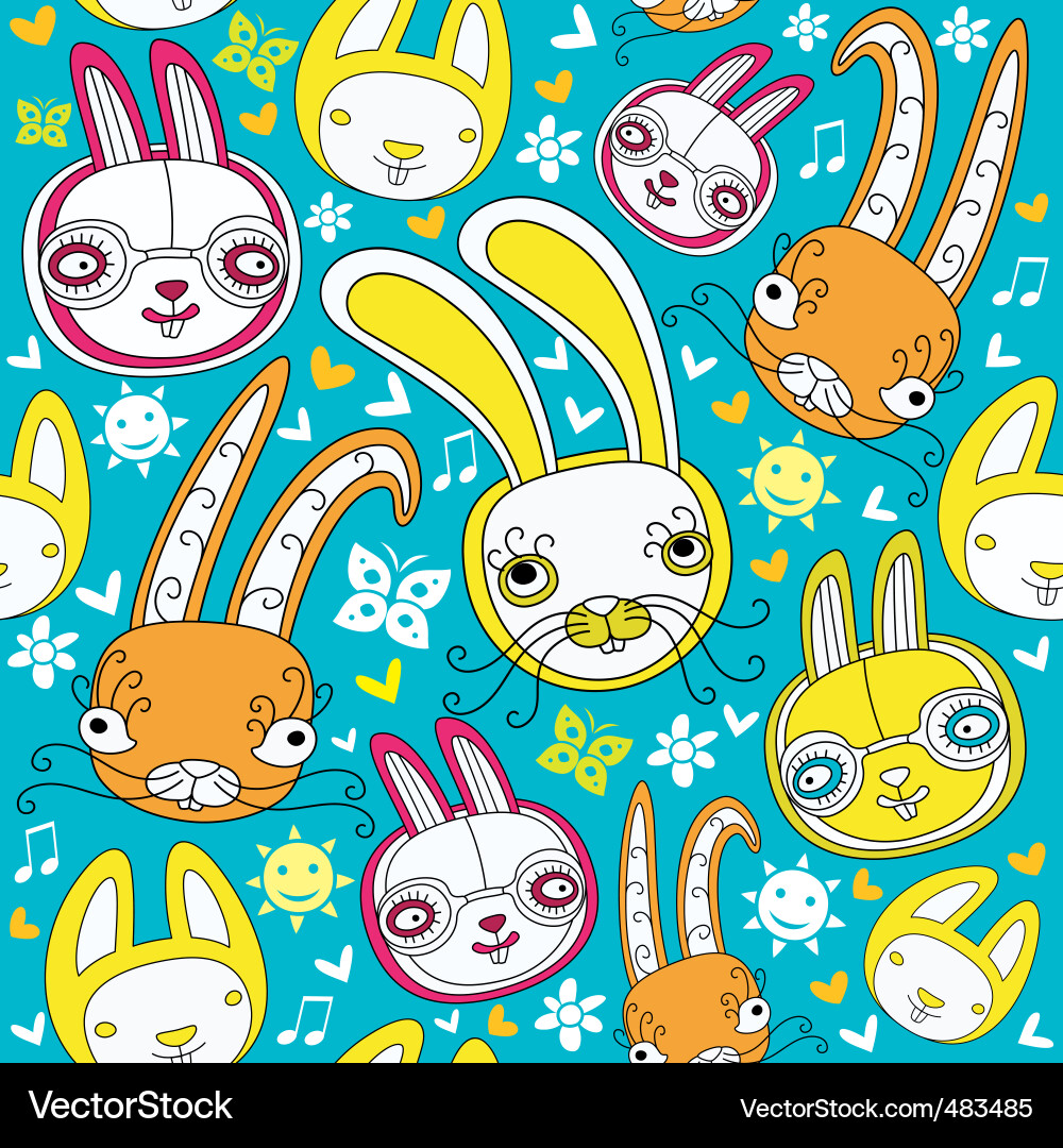 Colorful Bunny Pattern Vector Image