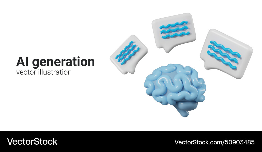 Concept of ai generation realistic brain comment Concept of ai generation realistic brain comment vector image