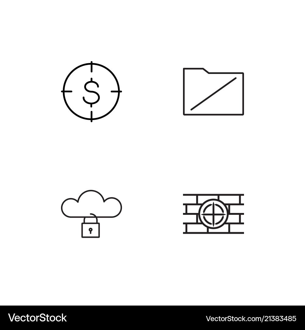 Cyber security linear icons set simple outline vector image