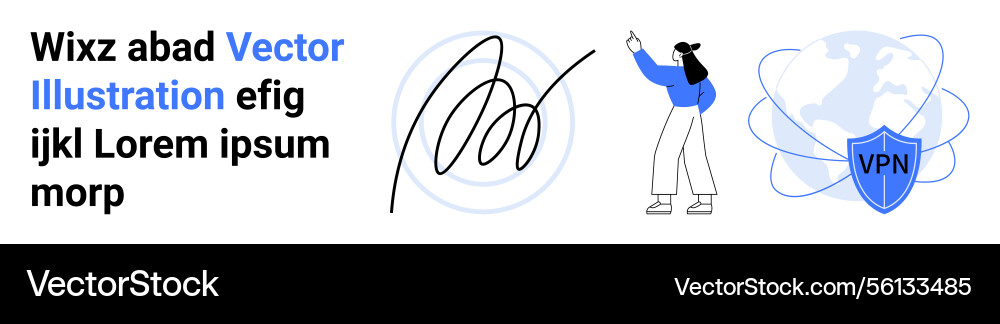 Digital signature secure vpn and creative Digital signature secure vpn and creative Vector Image