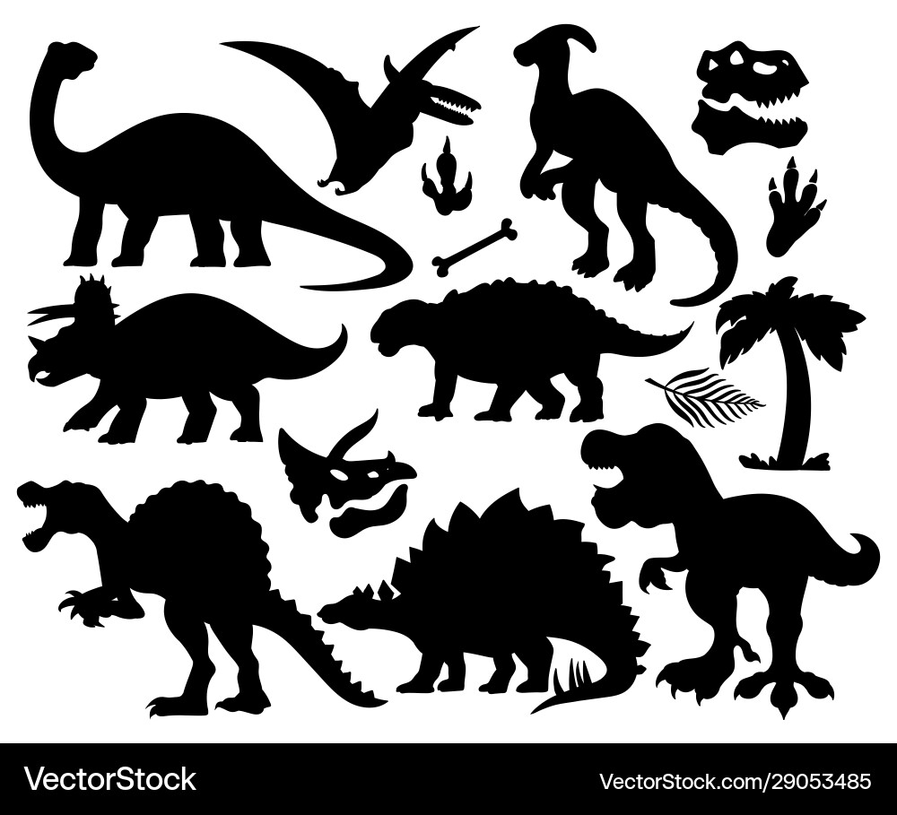 Dinosaurs shadow set collection design Vector Image
