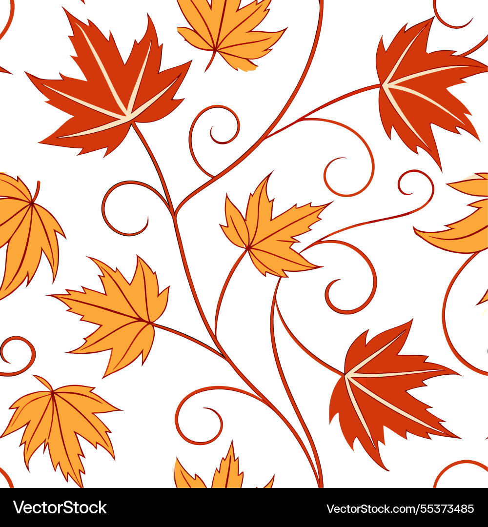 Dynamic autumn seamless pattern with swirling Vector Image
