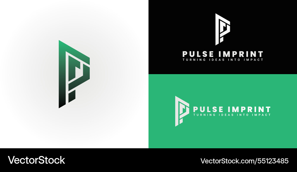 Dynamic logo design features the initials pi Vector Image