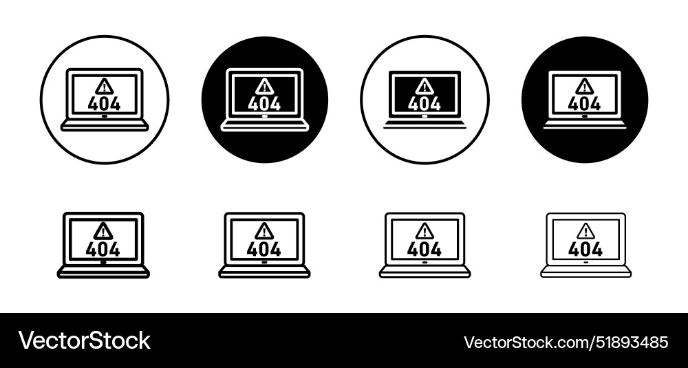 Error 404 page icon set collection Error 404 page icon set collection Vector Image