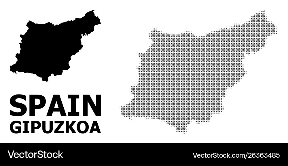 Halftone pattern and solid map gipuzkoa Vector Image