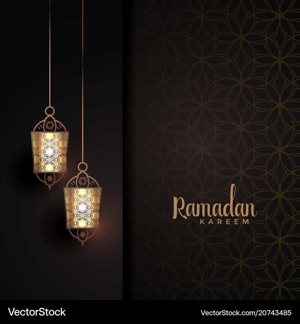 Hanging lanterns with text space for ramadan Vector Image