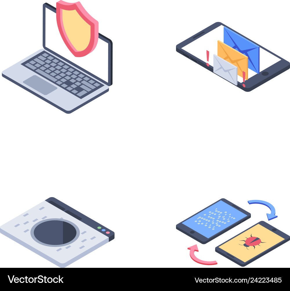 Internet security icons bundle vector image