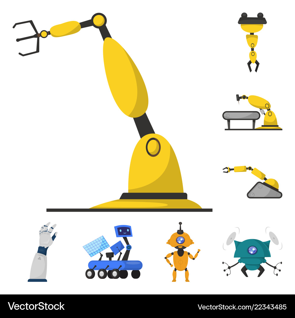 Isoliertes Objekt von Roboter und Fabrik-Logo-Set Isoliertes Objekt von Roboter und Fabrik-Logo-Set vektorbild