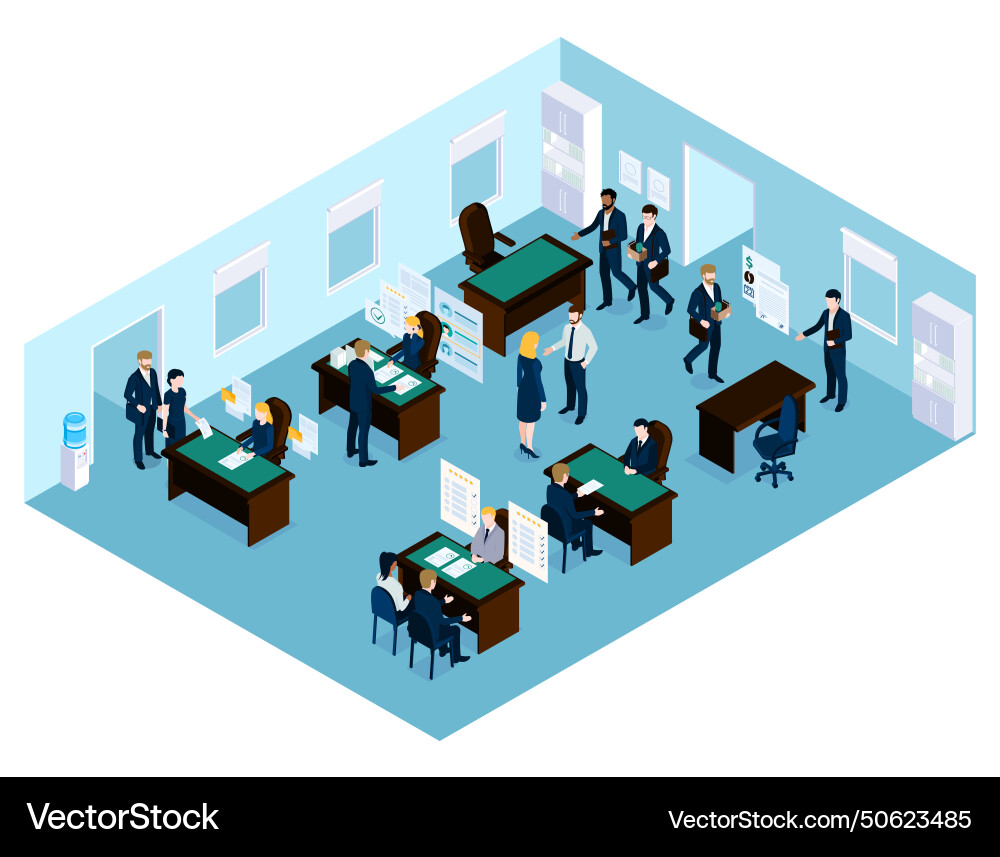 Isometric recruiting office composition Royalty Free Vector