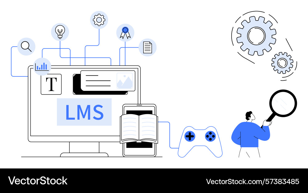 Learning management system interface Learning management system interface vector image