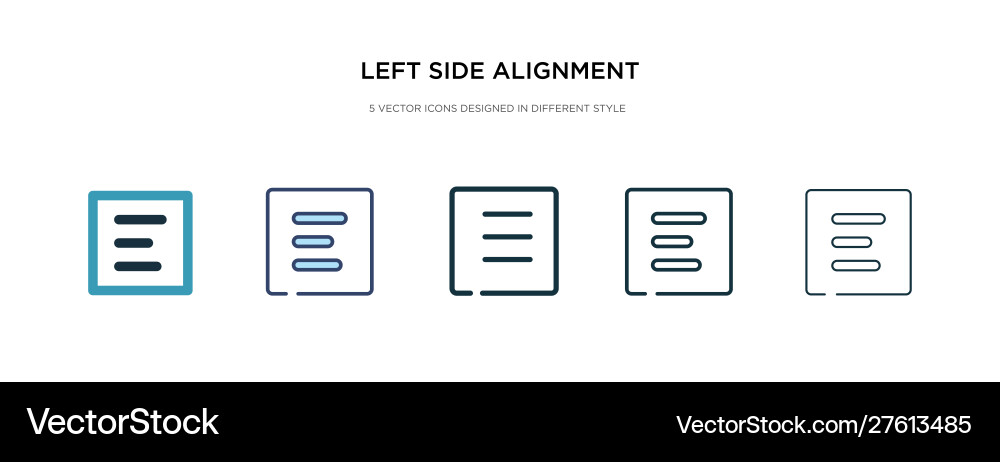 Left side alignment icon in different style two Vector Image