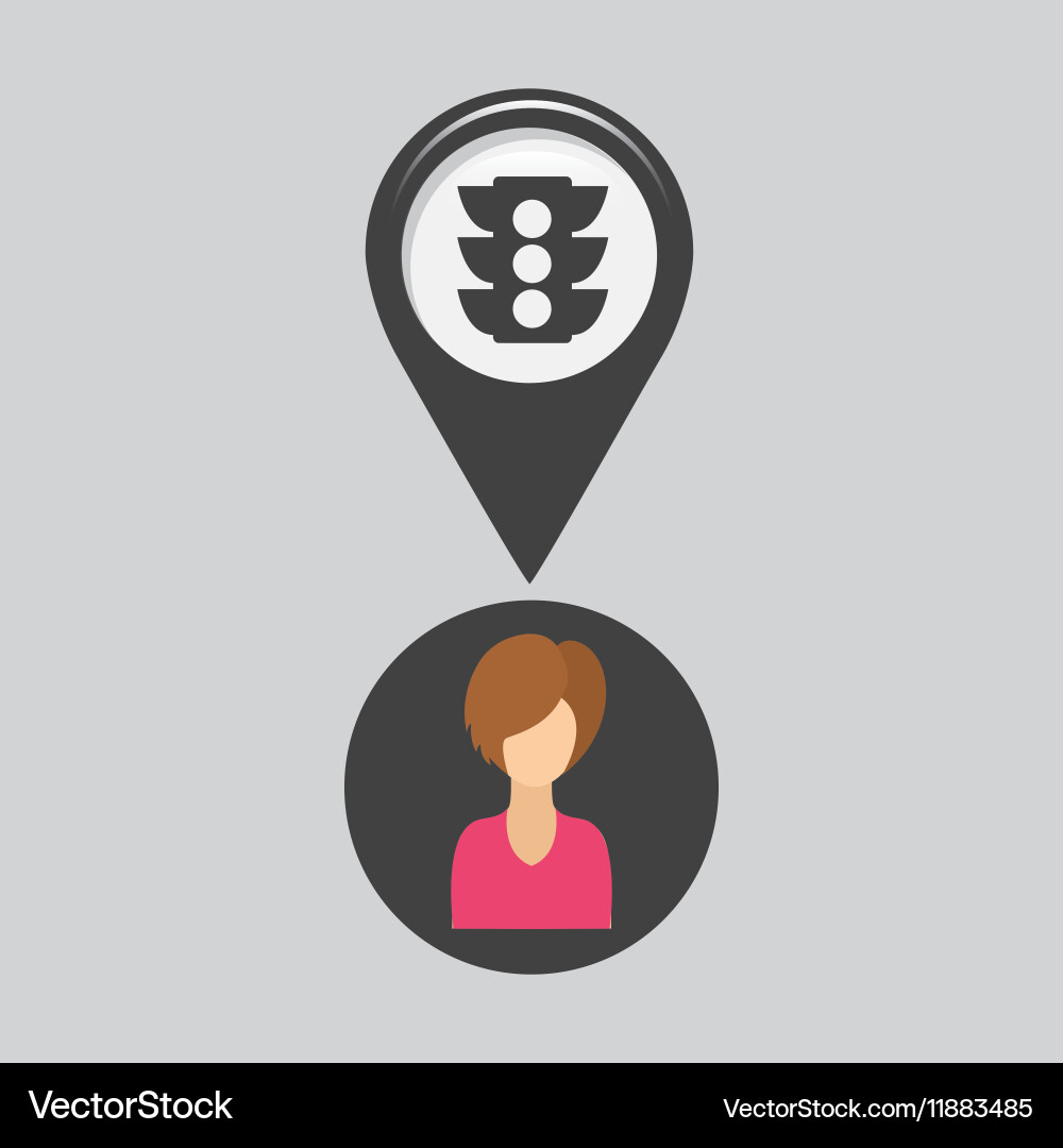 Light traffic pointer map girl design icon vector image