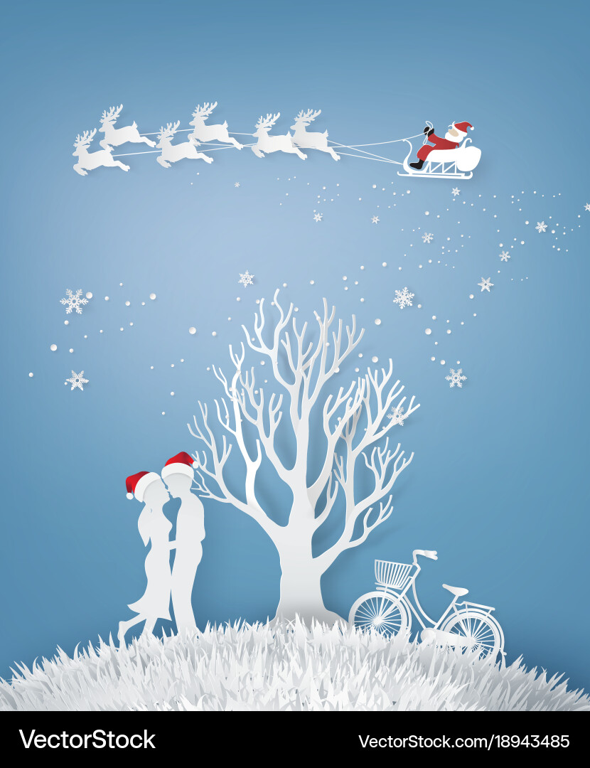 Lovers are hugging in a meadow with tree without Vector Image