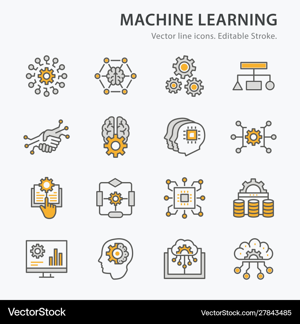 Machine Learning Line Icons vector image