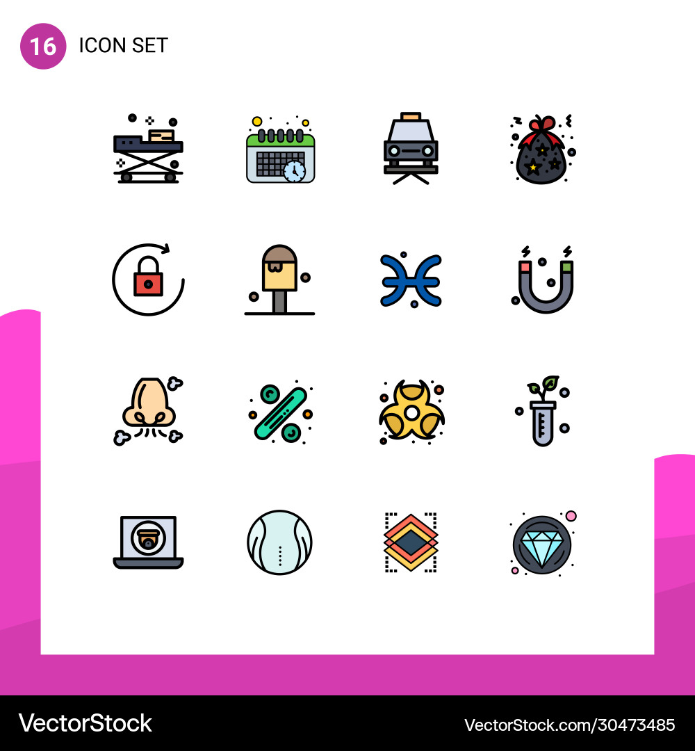 Mobile interface flat color filled line set 16 Vector Image
