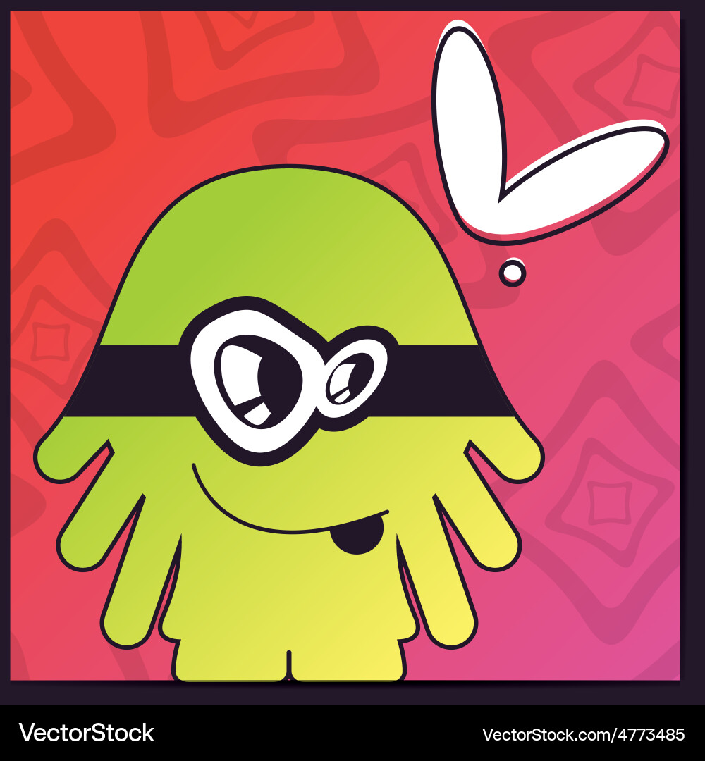 Monster with heart on abstract color background Vector Image