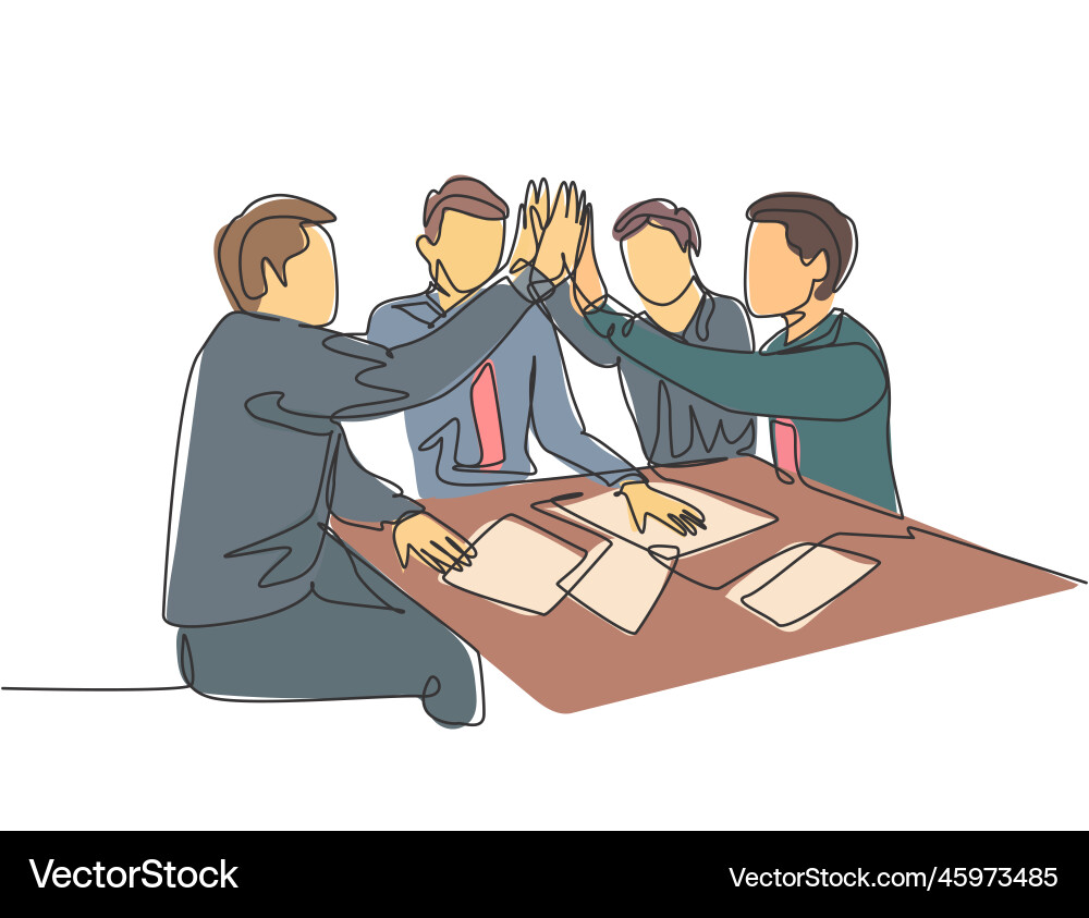 One line drawing of young businessmen One line drawing of young businessmen Vector Image