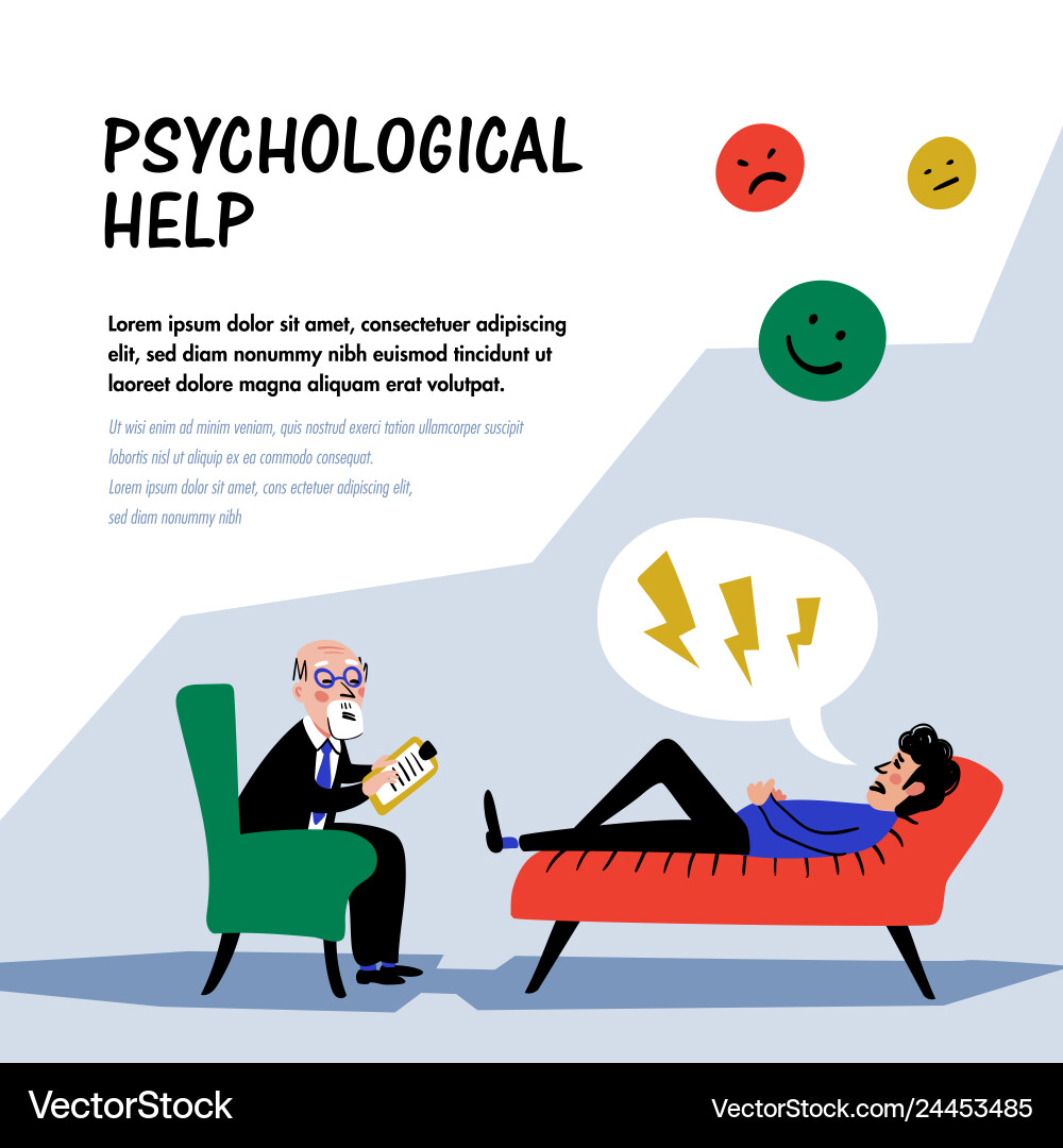 Psychologische Hilfe Arzt und Patient ein Mann Psychologische Hilfe Arzt und Patient ein Mann vektorbild
