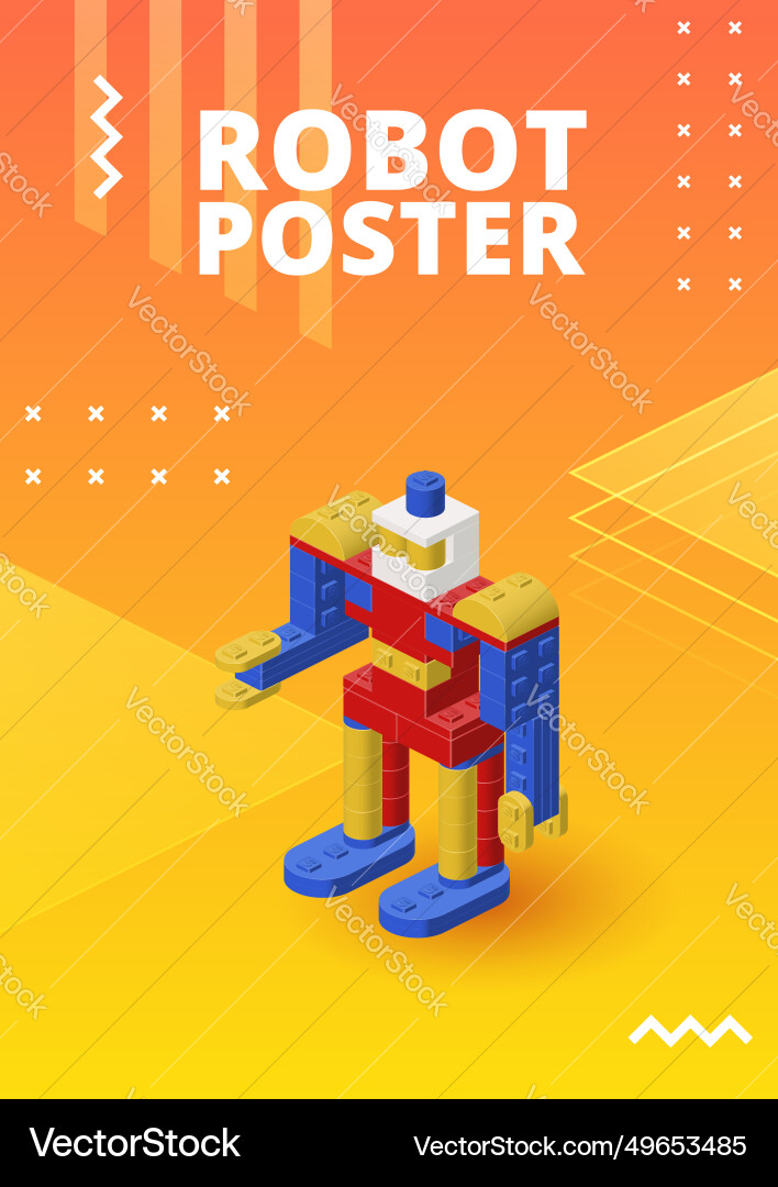 Robot Building Blocks Poster vector image