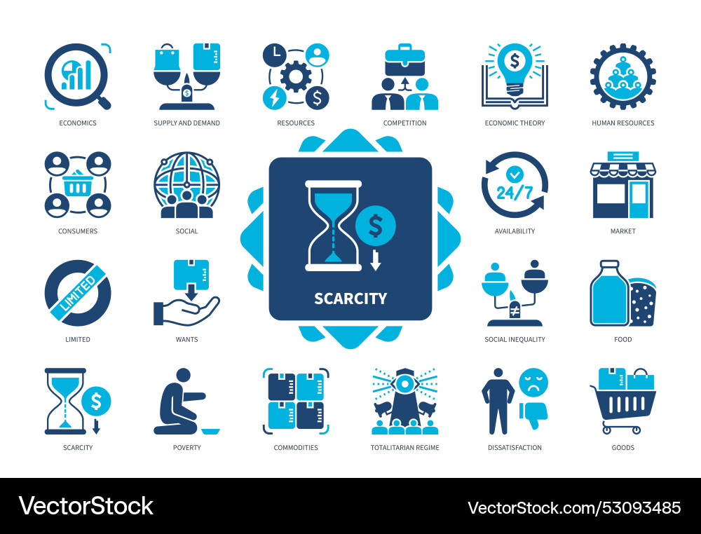 Scarcity solid icon set Scarcity solid icon set vector image