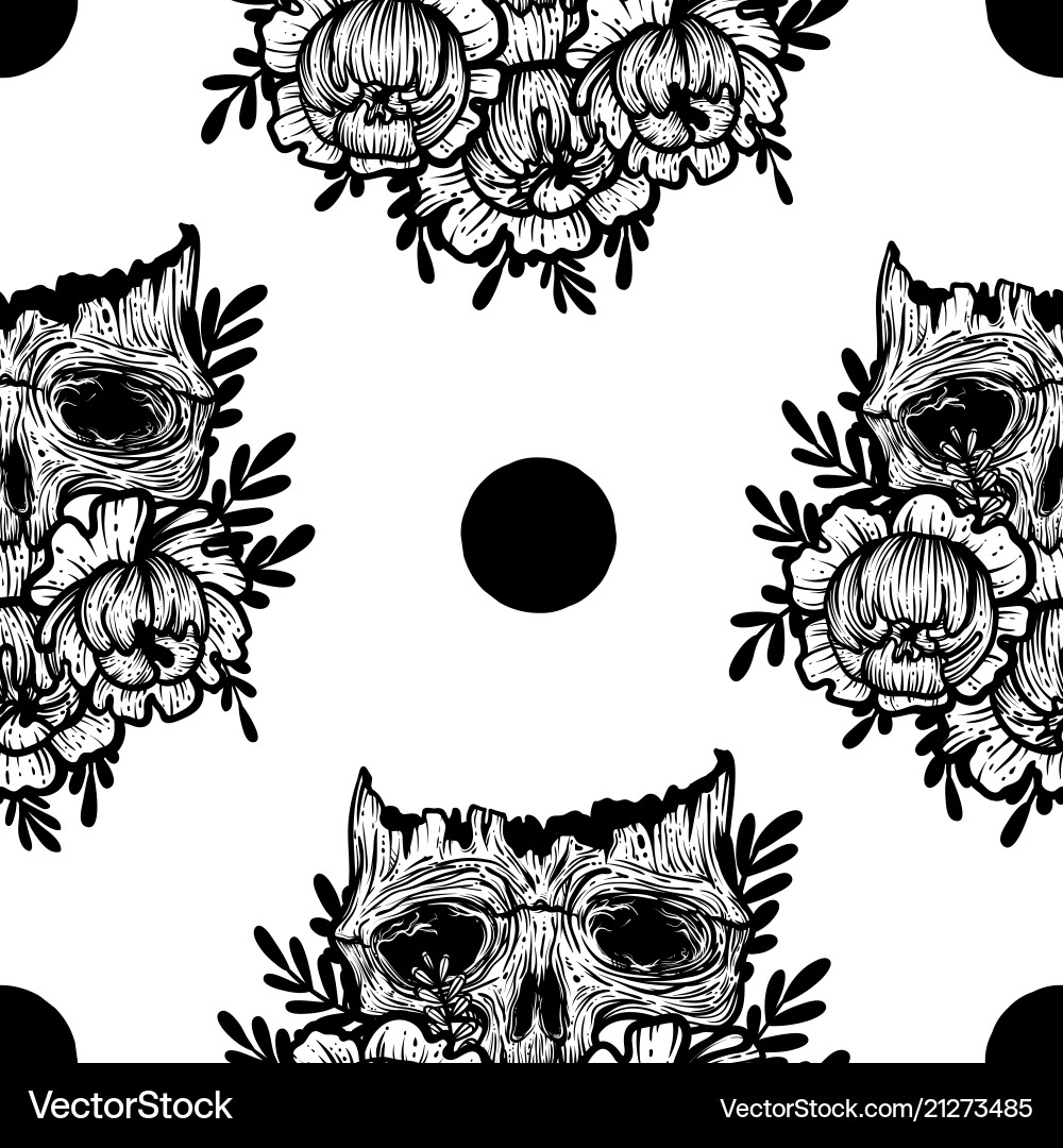 Seamless pattern with a human skull Seamless pattern with a human skull vector image