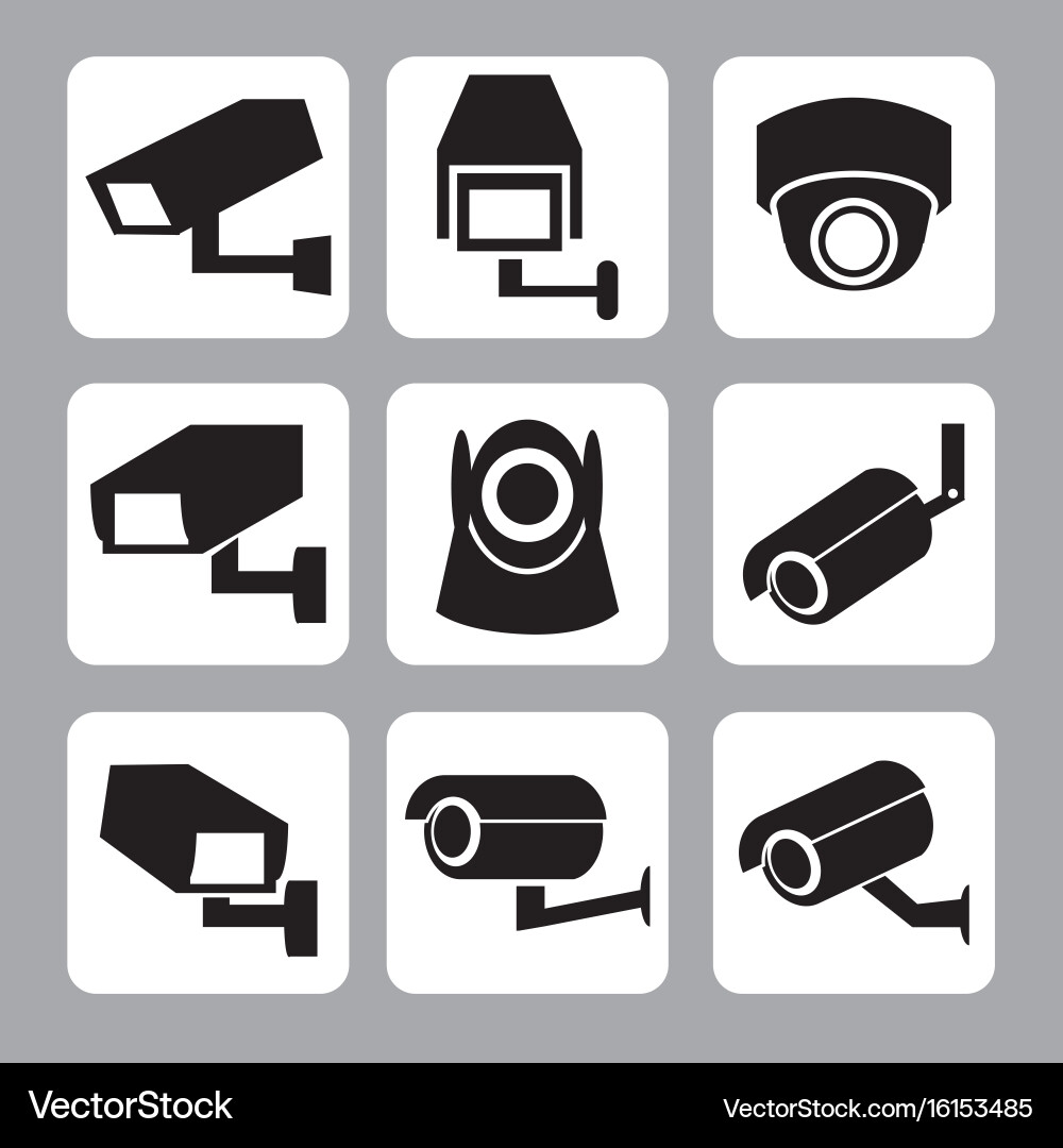 Security Camera Icons Collection vector image