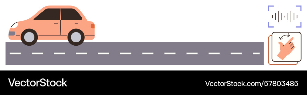 Self-driving car with voice and gesture control Vector Image