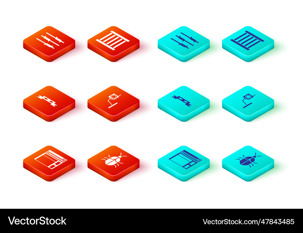 Set website template system bug concept thief Set website template system bug concept thief Vector Image