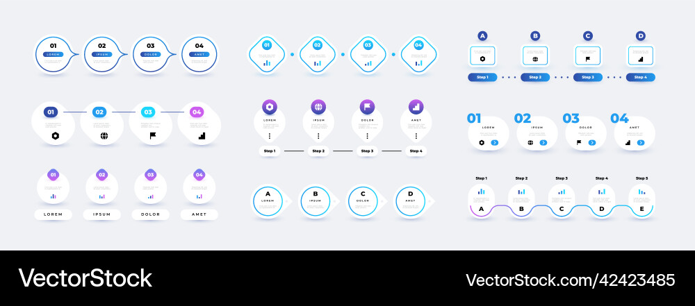 Step infographic 4 elements flow chart business vector image