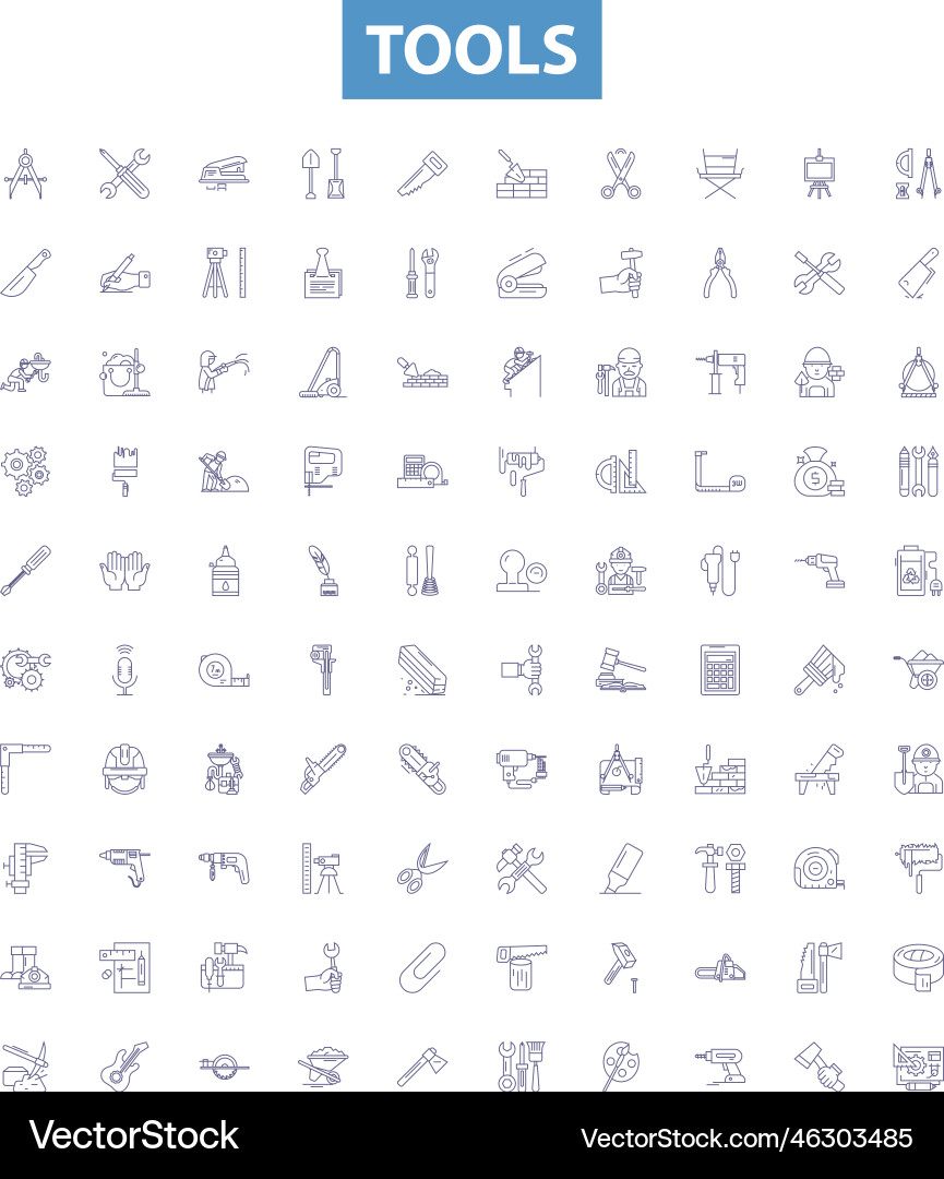 Tools line icons signs set spanner wrench Vector Image