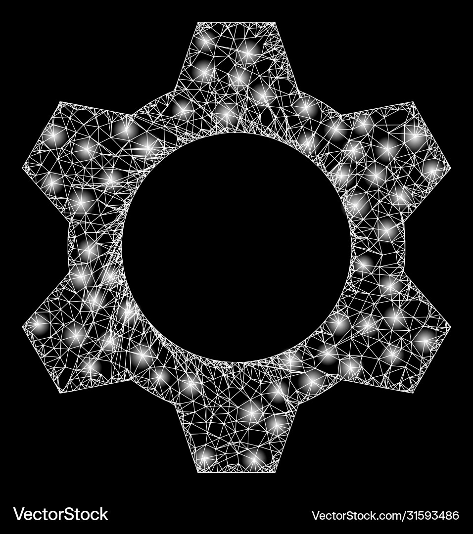 Bright web network cog with light spots Vector Image