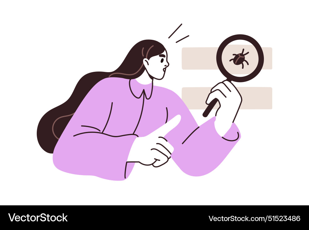 Bug searching technology concept qa tester Bug searching technology concept qa tester vector image