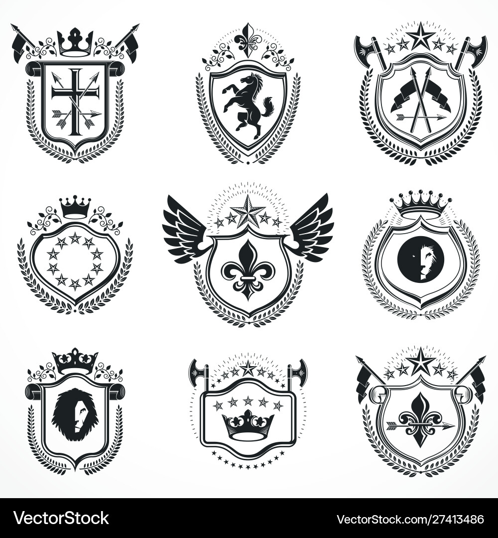 Embleme Vintage heraldische Designs Mantelarme Embleme Vintage heraldische Designs Mantelarme vektorbild