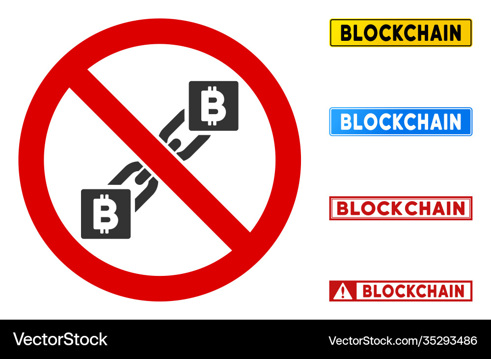 Flat no blockchain sign with badges Vector Image