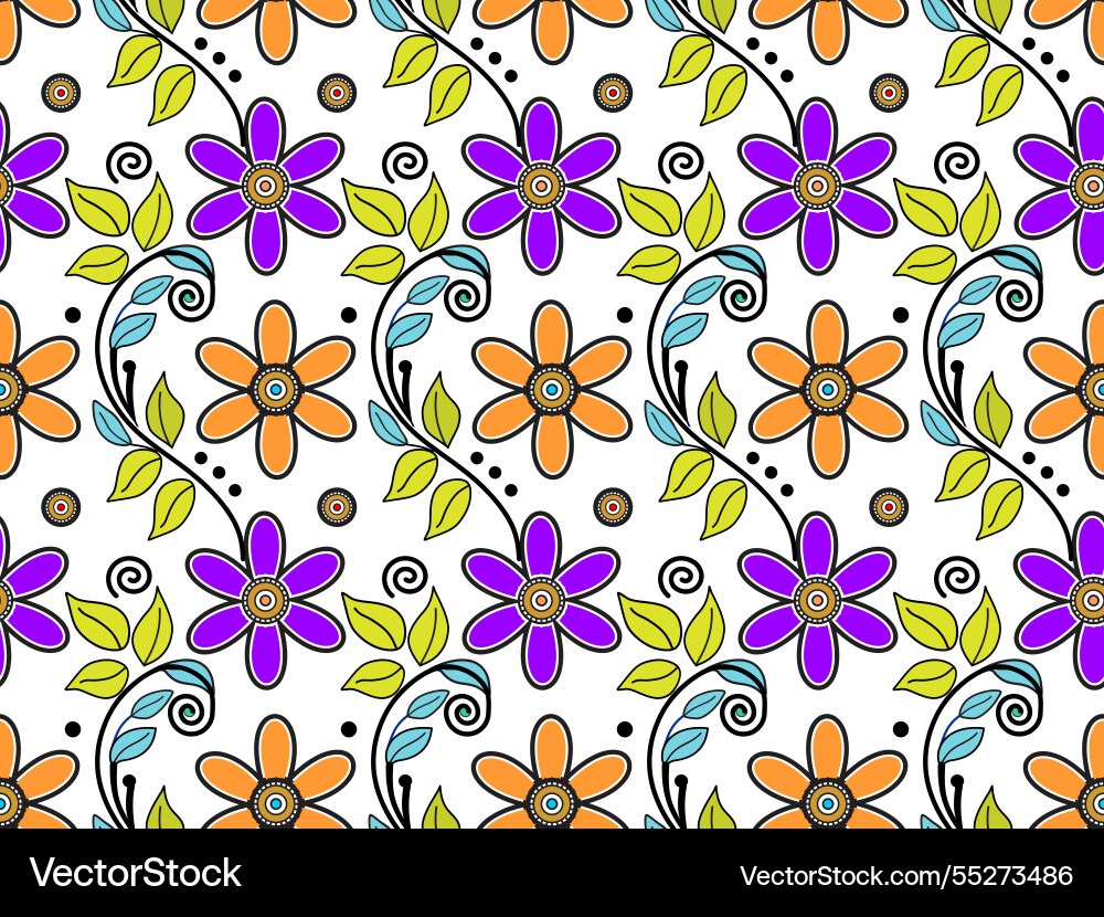 Floral pattern with abstract elements Vector Image