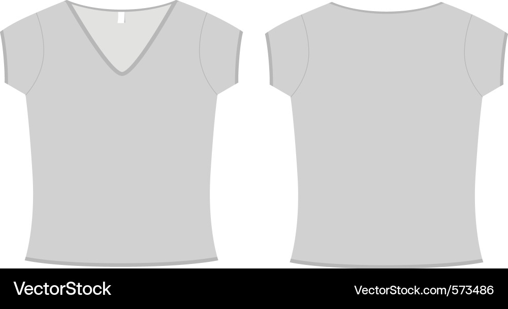 Mädchen V-Neck T-Shirt Template Vektorbild