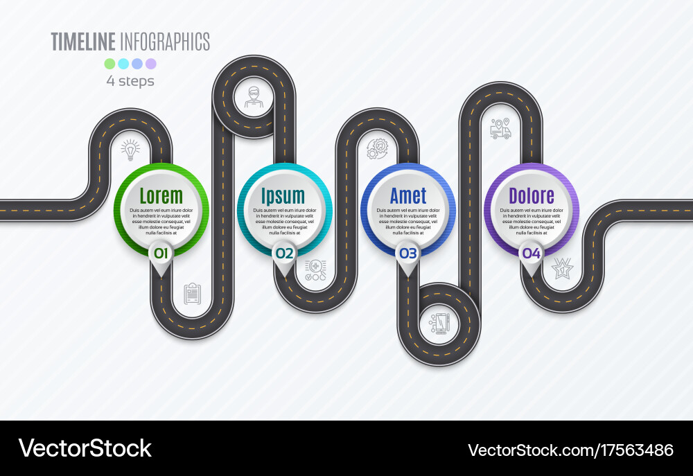 Navigation map infographic 4 steps timeline vector image
