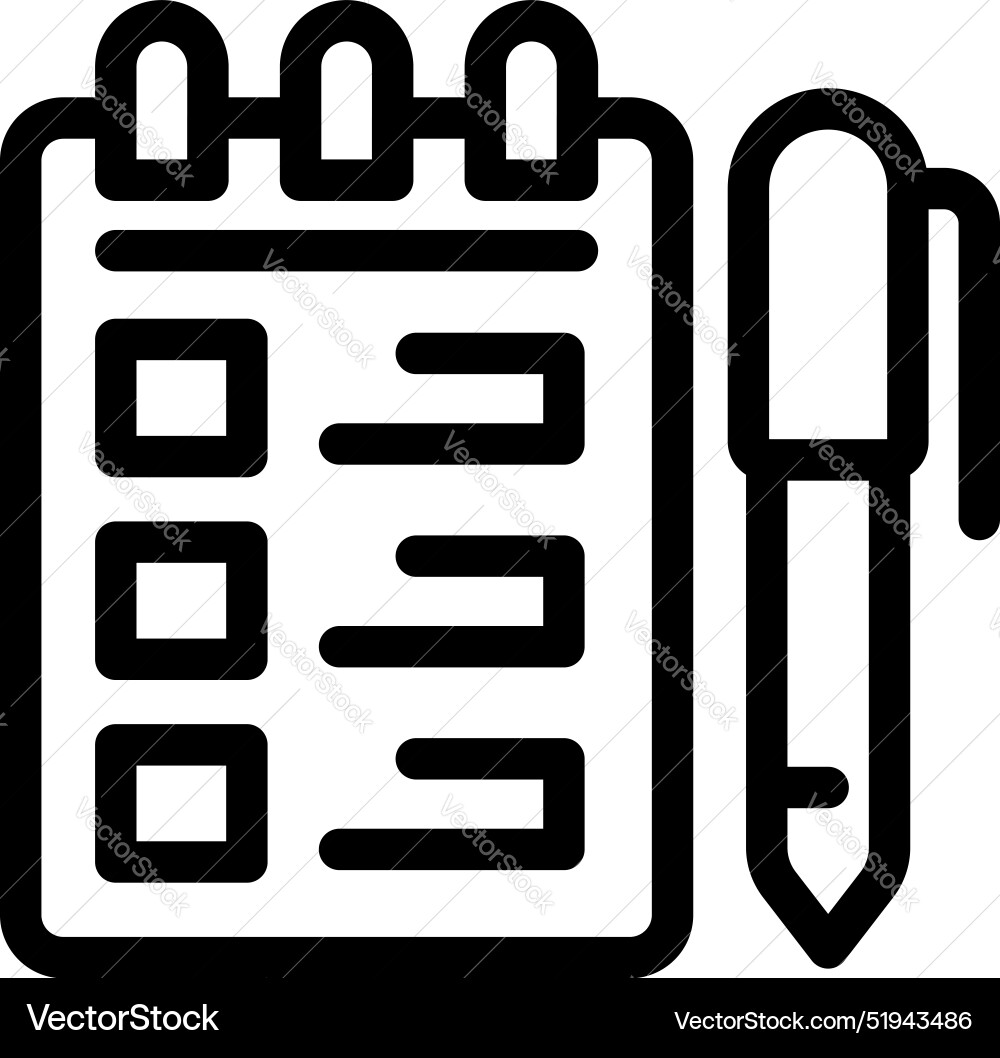 Notepad with checkboxes and pen for writing Notepad with checkboxes and pen for writing vector image