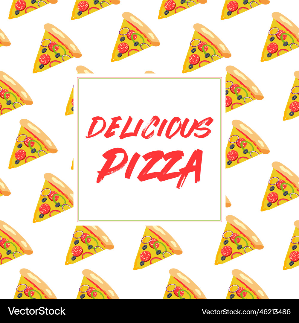 Pizza slice seamless pattern box background Vector Image