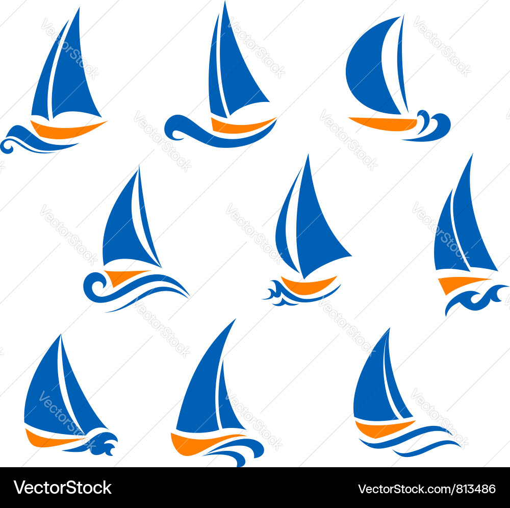 Sailboat and Nautical Symbols Vector Image
