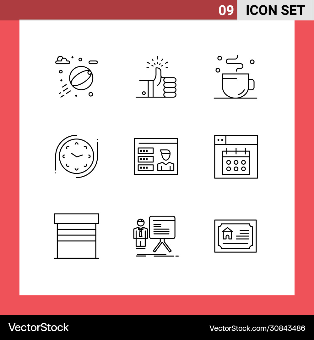 Set 9 outlines on grid for user account break Vector Image