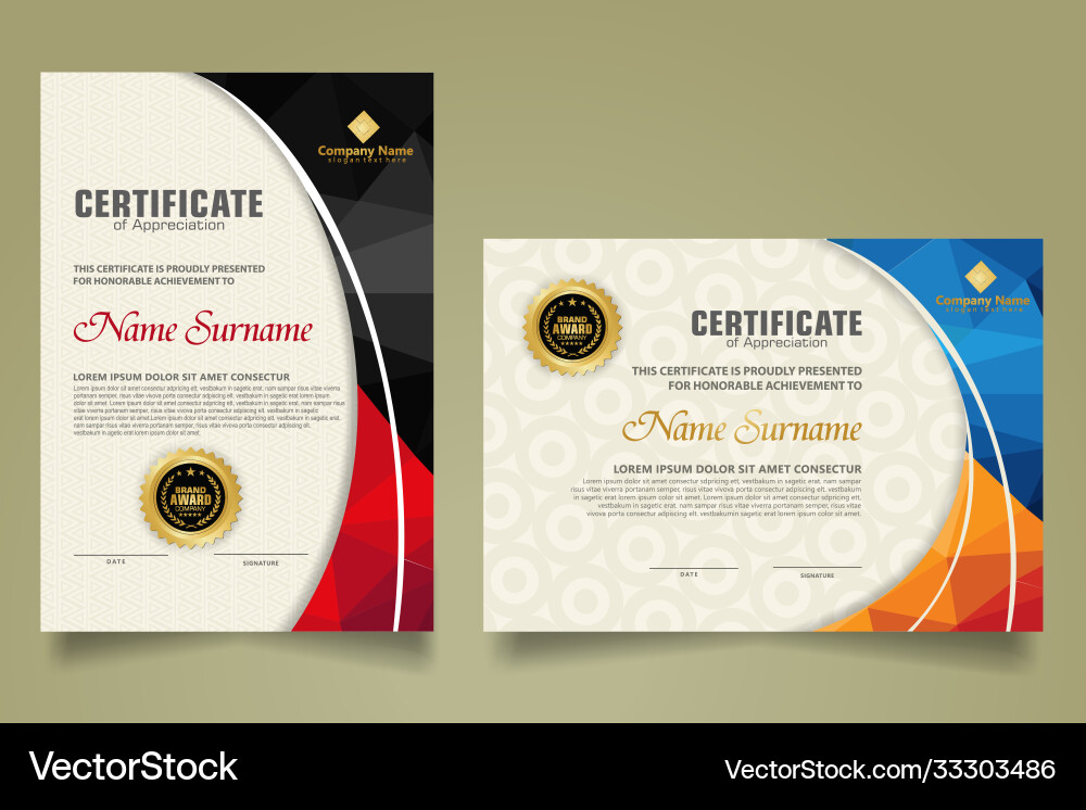 Set modern certificate template with triangle Set modern certificate template with triangle vector image