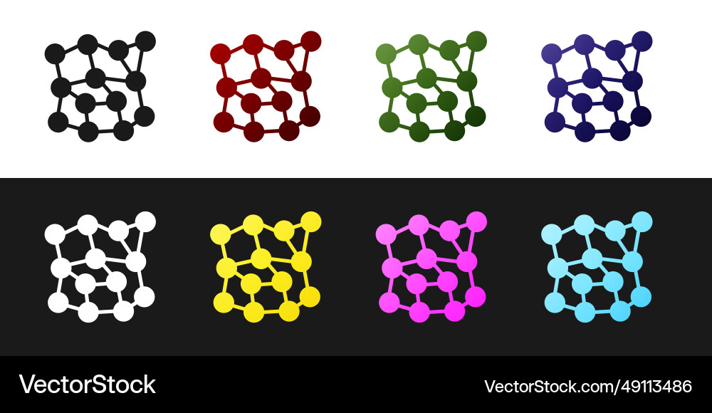 Set neural network icon isolated on black Set neural network icon isolated on black vector image