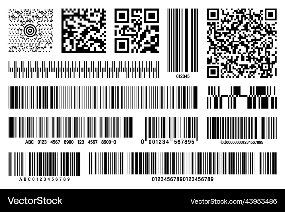 Set of product barcodes and qr codes Set of product barcodes and qr codes vector image